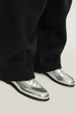 Dsquared2 SREBRNY Skórzane loafersy