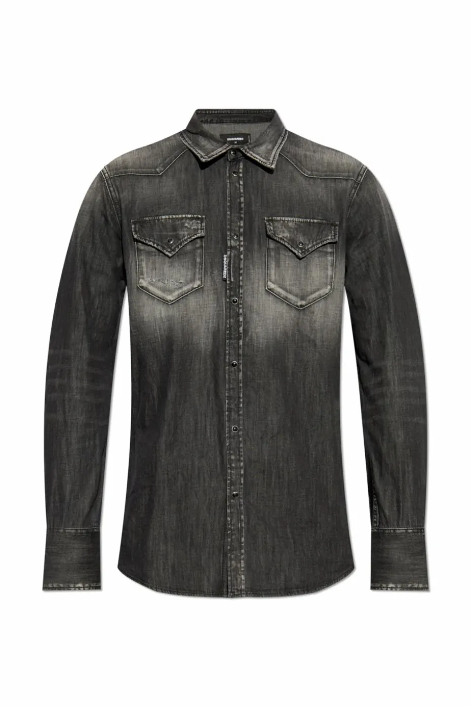 Dsquared2 SZARY Jeansowa koszula z efektem `vintage`