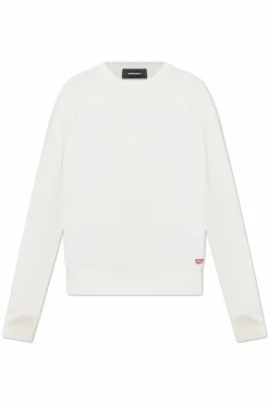 Dsquared2 ŻÓŁTY Wełniany sweter