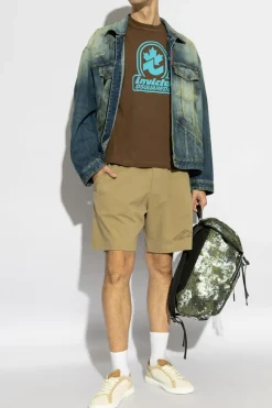 Dsquared2 ZIELONY Bawełniane szorty z nadrukowanym logo