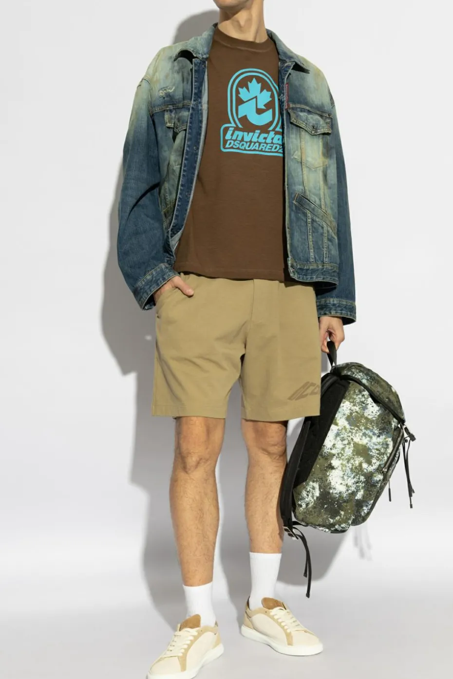 Dsquared2 ZIELONY Bawełniane szorty z nadrukowanym logo