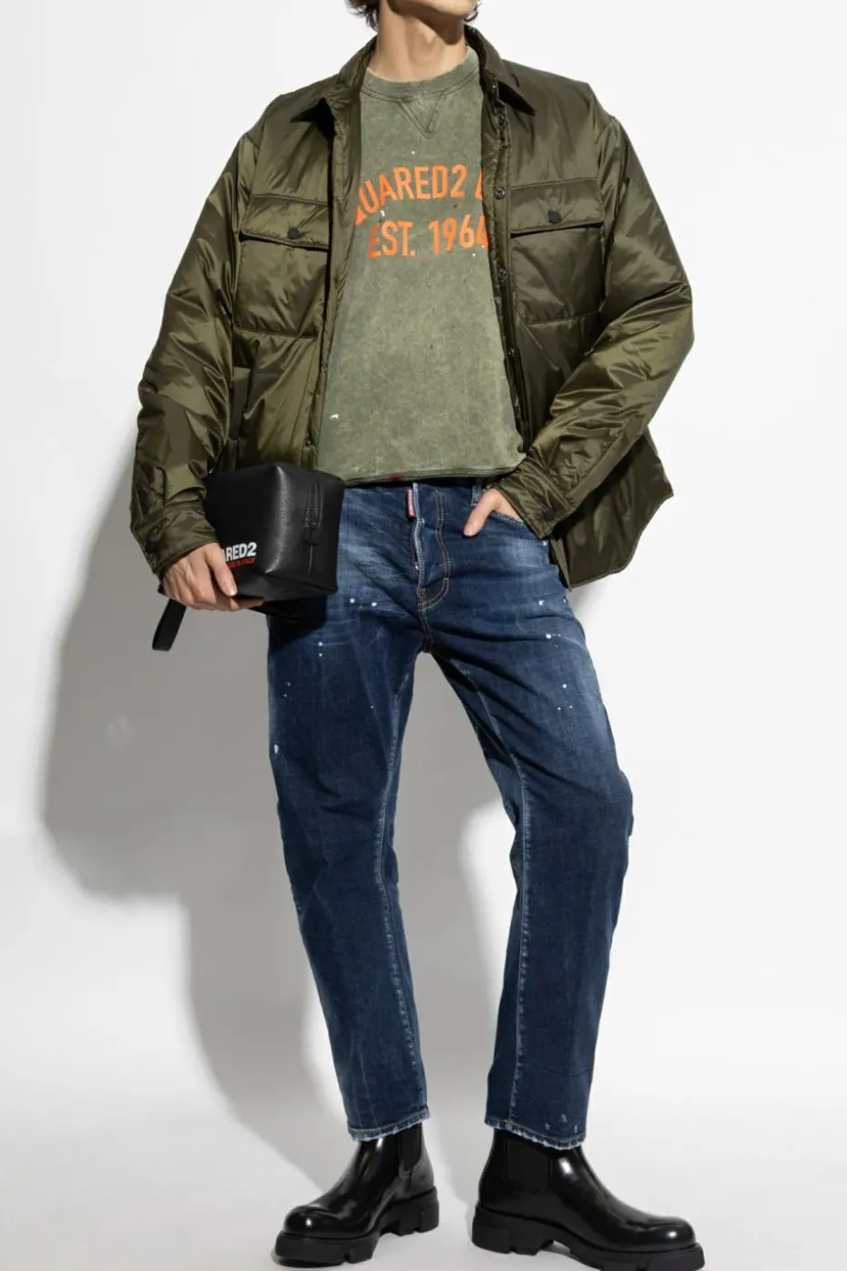 Dsquared2 ZIELONY Bluza z efektem `vintage`