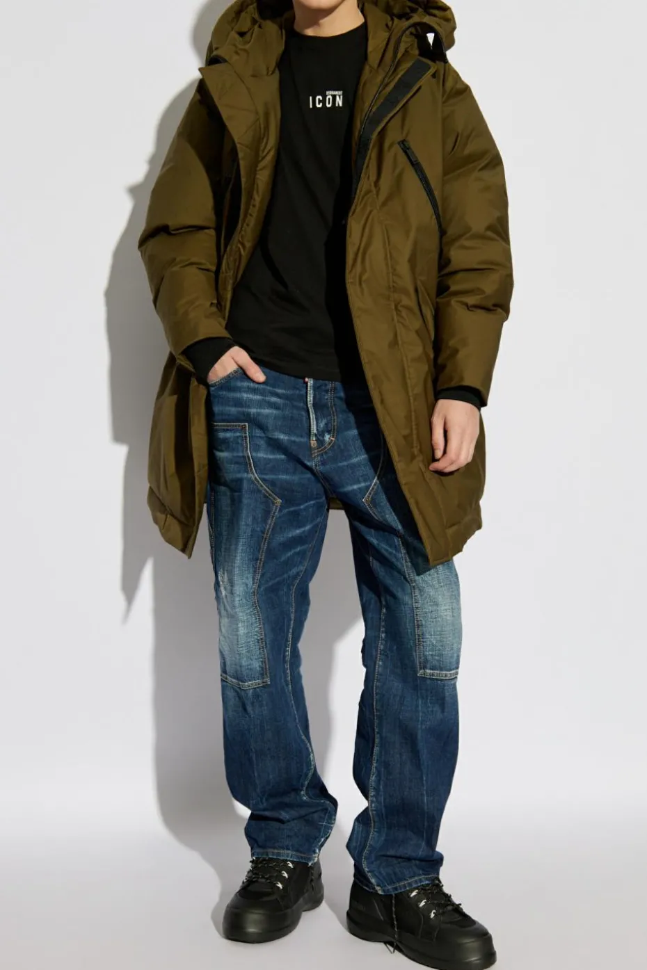 Dsquared2 ZIELONY Ocieplana kurtka z kapturem