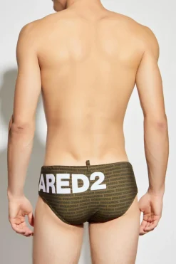 Dsquared2 ZIELONY Slipy kąpielowe z monogramem