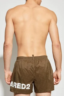 Dsquared2 ZIELONY Szorty kąpielowe z monogramem