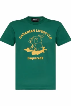 Dsquared2 ZIELONY T-shirtz nadrukiem