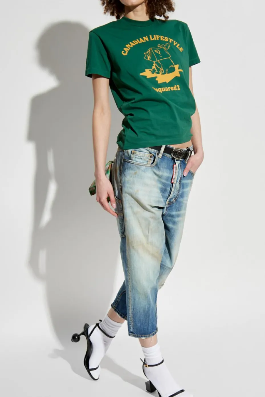 Dsquared2 ZIELONY T-shirtz nadrukiem