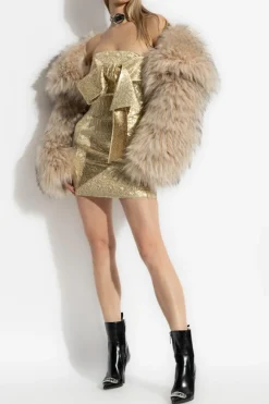 Dsquared2 ZŁOTY Krótka sukienka z odkrytymi ramionami