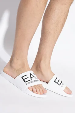 EA7 Emporio Armani BIAŁY Gumowe klapki z logo