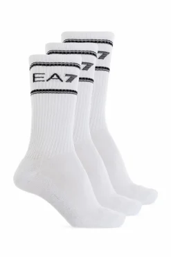 EA7 Emporio Armani BIAŁY Trójpak skarpet z logo