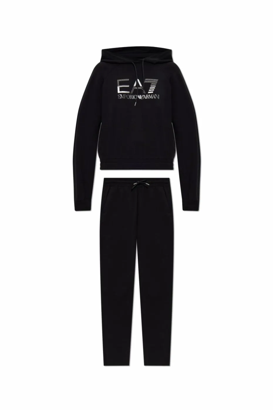 EA7 Emporio Armani CZARNY Komplet: bluza i spodnie dresowe