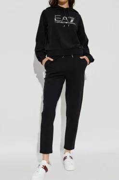 EA7 Emporio Armani CZARNY Komplet: bluza i spodnie dresowe