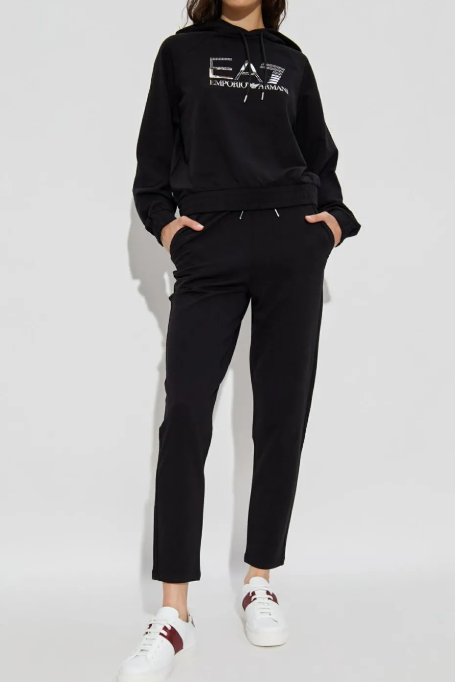 EA7 Emporio Armani CZARNY Komplet: bluza i spodnie dresowe