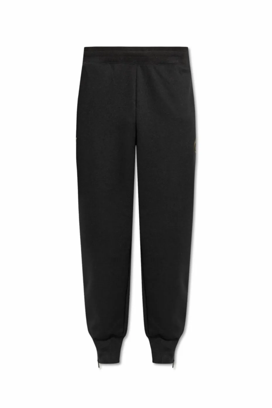 EA7 Emporio Armani CZARNY Spodnie z naszywką z logo