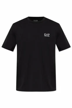 EA7 Emporio Armani CZARNY T-shirt z nadrukowanym logo