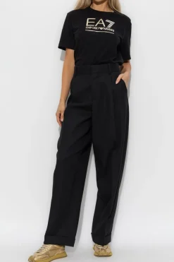 EA7 Emporio Armani CZARNY T-shirt z kolekcji `Sustainability`
