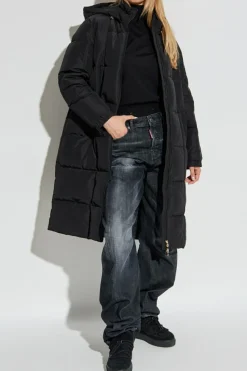 EA7 Emporio Armani CZARNY Ocieplany pikowany płaszcz