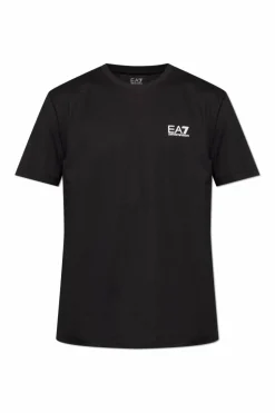 EA7 Emporio Armani CZARNY T-shirt z logo