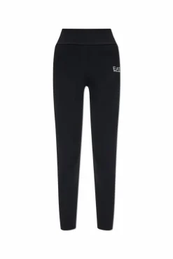 EA7 Emporio Armani CZARNY Leginsy treningowe z nadrukowanym logo