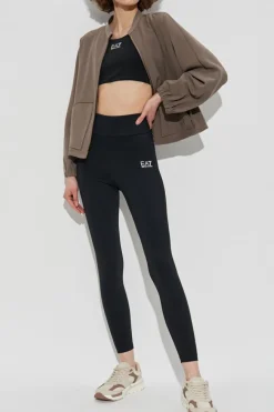 EA7 Emporio Armani CZARNY Leginsy treningowe z nadrukowanym logo