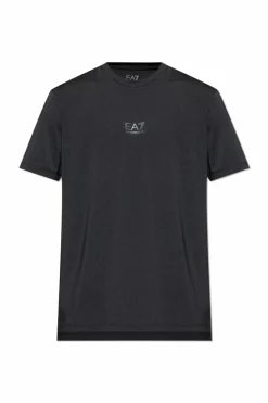 EA7 Emporio Armani CZARNY T-shirt z logo