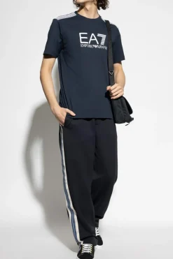 EA7 Emporio Armani GRANATOWY T-shirt z kolekcji `Sustainability`