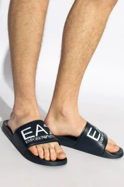 EA7 Emporio Armani GRANATOWY Gumowe klapki z logo