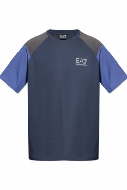 EA7 Emporio Armani GRANATOWY T-shirt z kolekcji `Sustainability`