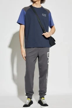 EA7 Emporio Armani GRANATOWY T-shirt z kolekcji `Sustainability`