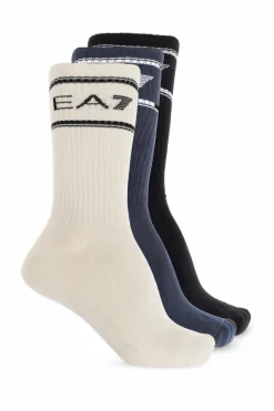 EA7 Emporio Armani MULTIKOLOR Trójpak skarpet z logo