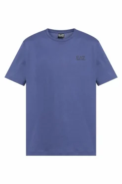 EA7 Emporio Armani NIEBIESKI T-shirt z nadrukowanym logo
