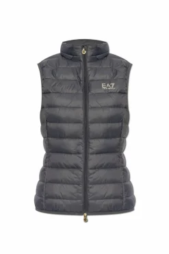 EA7 Emporio Armani SZARY Ocieplana kamizelka z kapturem
