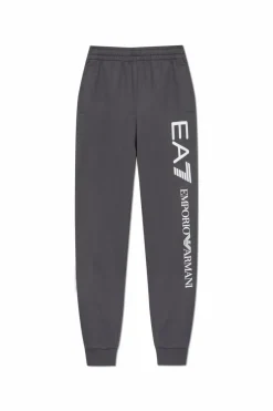 EA7 Emporio Armani SZARY Spodnie dresowe z nadrukowanym logo
