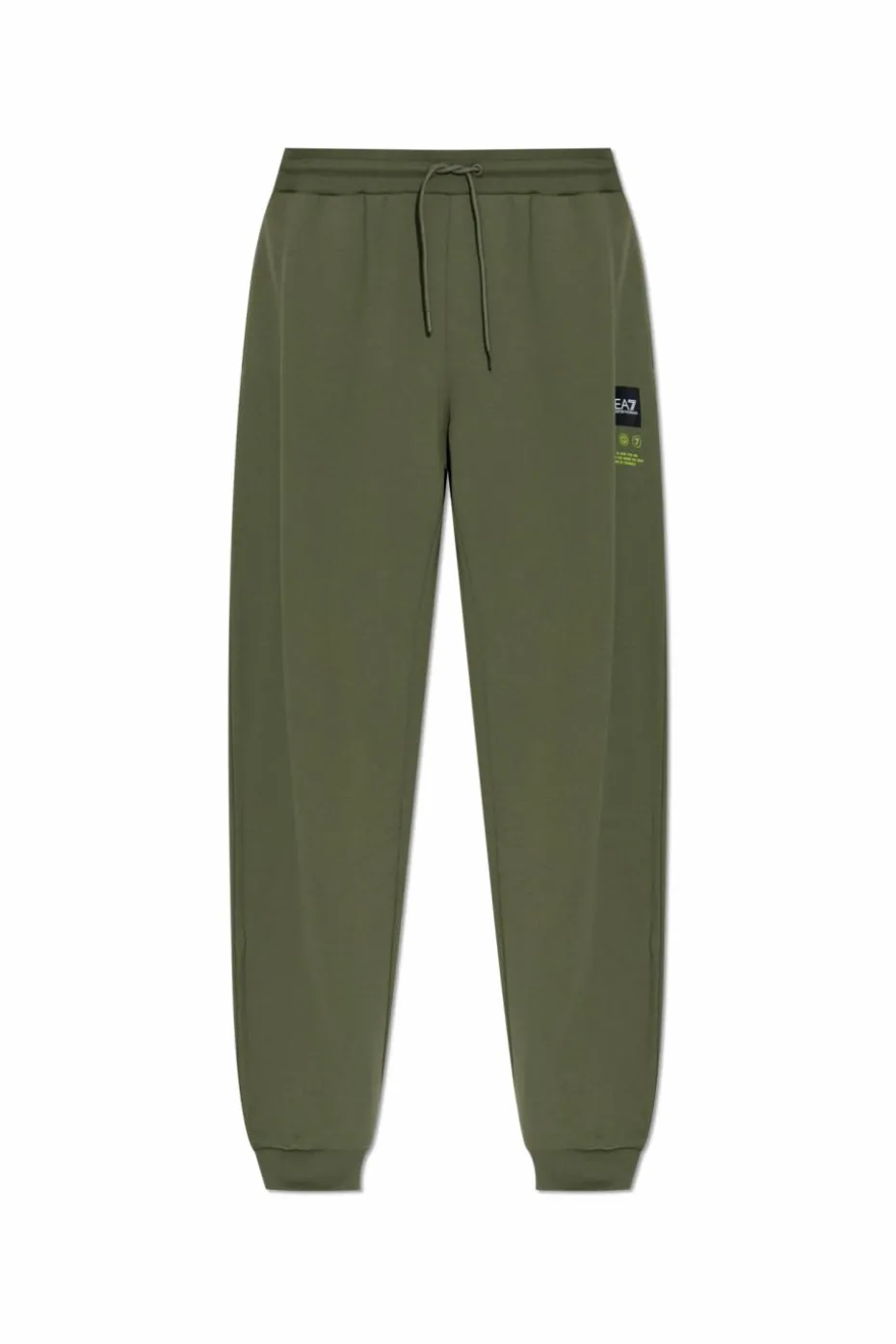 EA7 Emporio Armani ZIELONY Spodnie dresowe z naszywką z logo