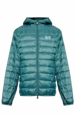 EA7 Emporio Armani ZIELONY Pikowana kurtka z kapturem