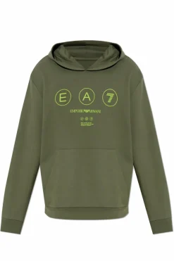 EA7 Emporio Armani ZIELONY Bluza z kapturem