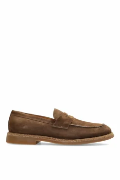 Eleventy BRĄZOWY Zamszowe buty typu `loafers`