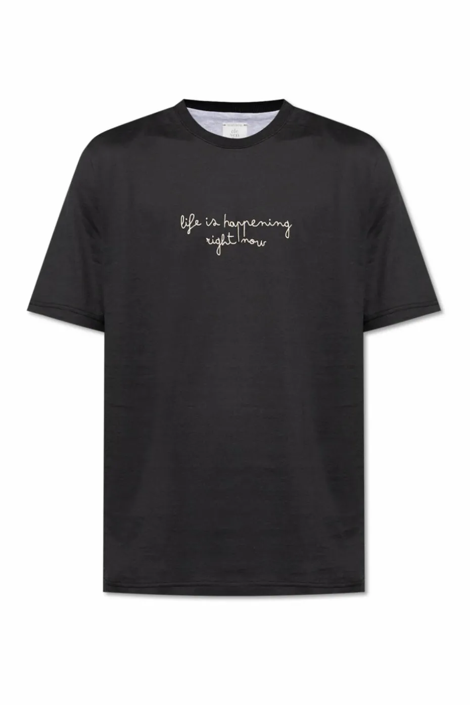 Eleventy CZARNY T-shirt z wyszyciem