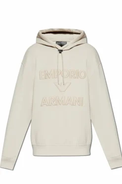 Emporio Armani beżowy Bluza z kapturem