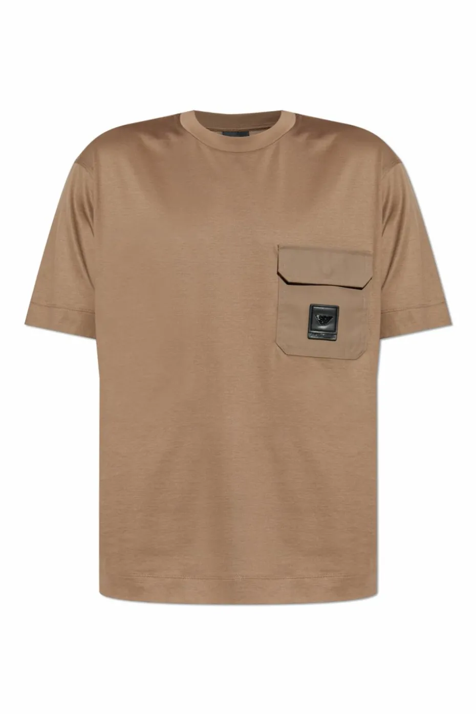 Emporio Armani beżowy T-shirt z kieszenią