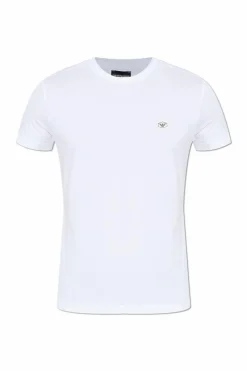 Emporio Armani BIAŁY T-shirt z naszywką z logo