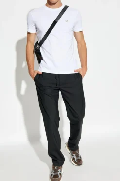Emporio Armani BIAŁY T-shirt z naszywką z logo