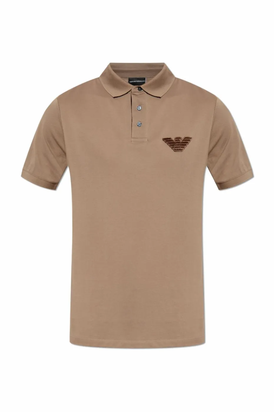 Emporio Armani BRĄZOWY Polo z naszywką z logo