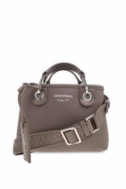 Emporio Armani BRĄZOWY Torba do ręki z nadrukowanym logo