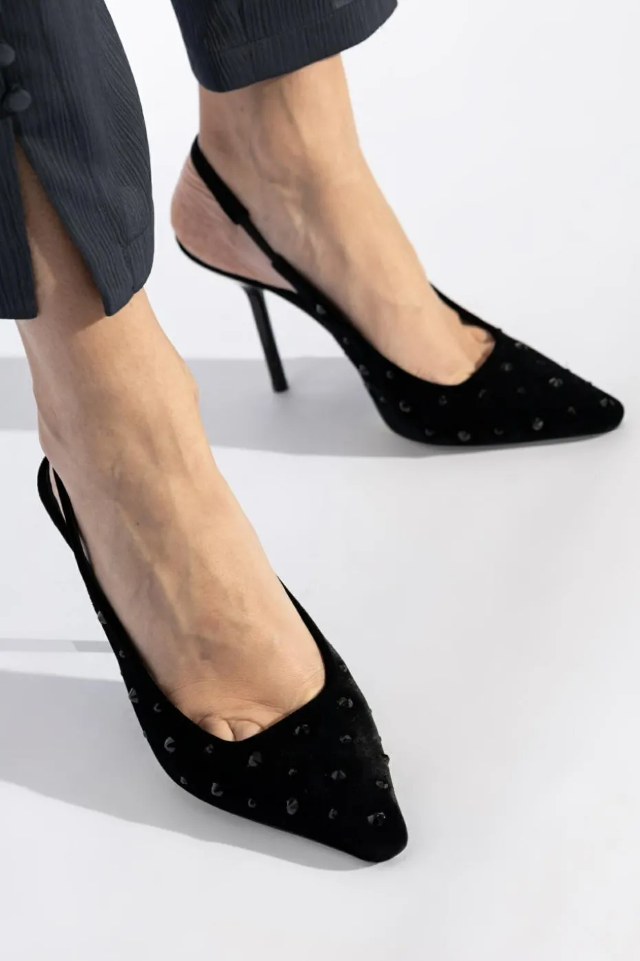Emporio Armani CZARNY Aksamitne buty na obcasie