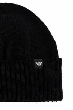 Emporio Armani CZARNY Czapka z naszywką z logo