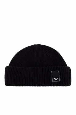 Emporio Armani CZARNY Czapka z naszywką z logo