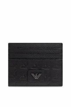 Emporio Armani CZARNY Etui na karty z logo
