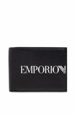 Emporio Armani CZARNY Składany portfel z logo