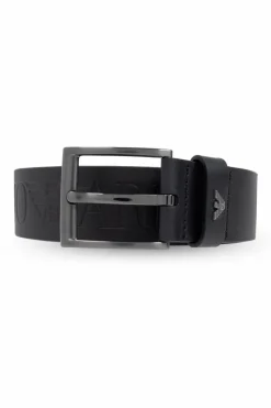 Emporio Armani CZARNY Skórzany pasek